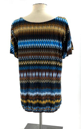 Blue Brown White Beige Striped Shirt Size M - TheRealThreads